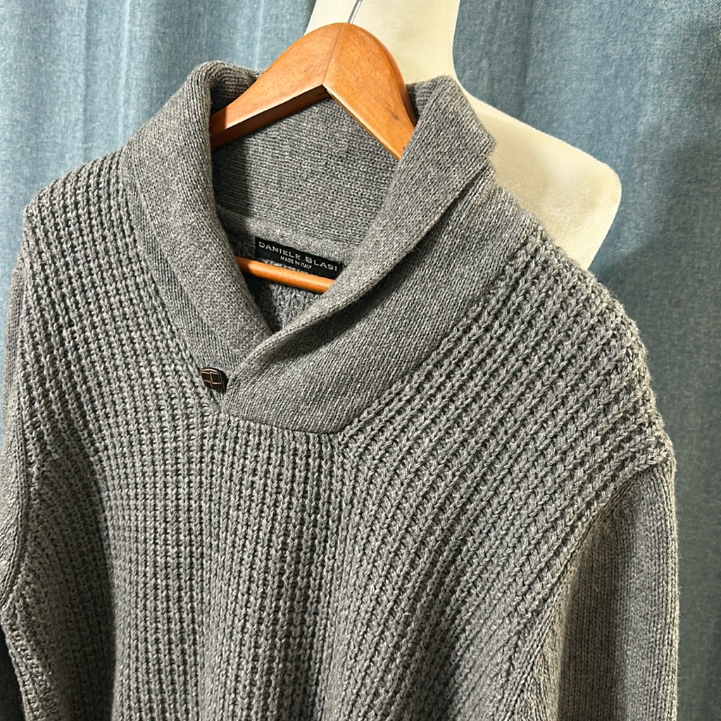 Daniele Blasi Italian Grey Wool Sweater | Mens Size Xlarge